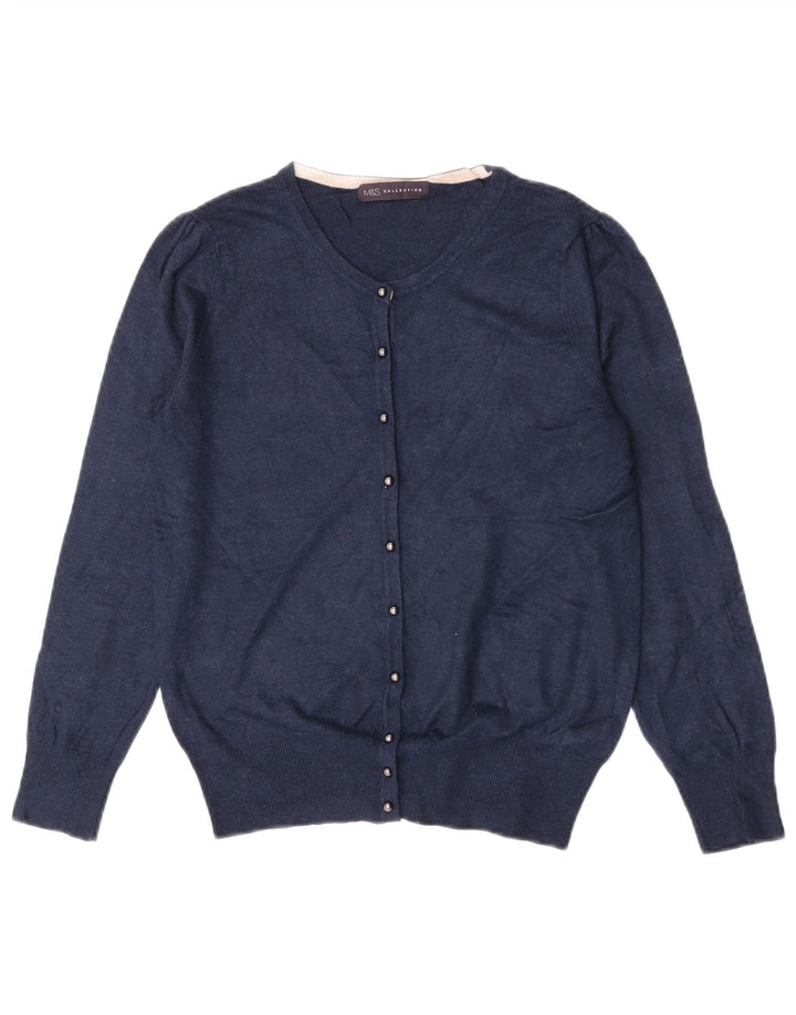 Marks & Spencer Womens Cardigan Sweater UK 12 Medium Navy Blue Viscose