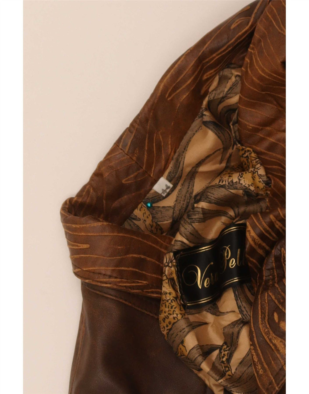 Vintage Womens Bomber Leather Jacket IT 44 Medium Brown Tie Dye Biker