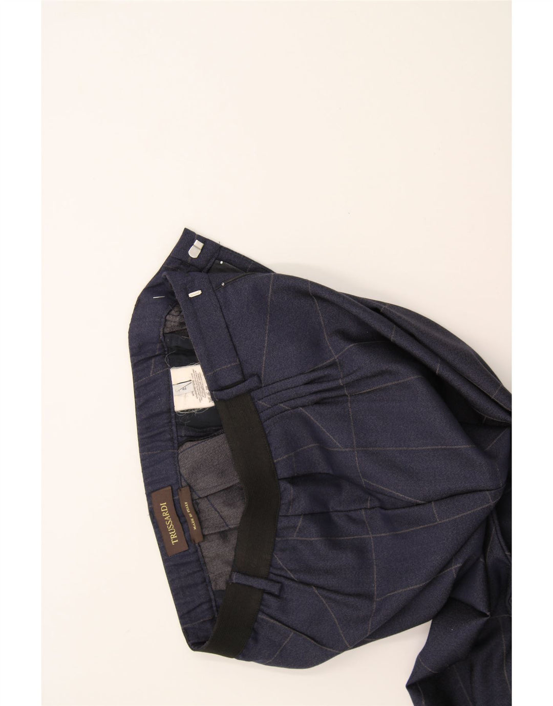 TRUSSARDI Womens Suit Trousers IT 44 Medium W34 L27 Navy Blue Geometric Vintage Trussardi and Second-Hand Trussardi from Messina Hembry 