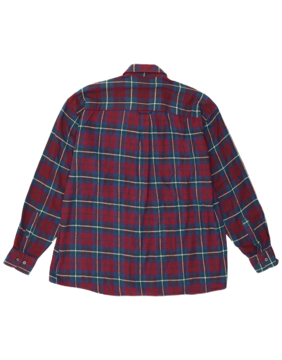 Gian Marco Venturi Mens Flannel Shirt Large Burgundy Check Cotton