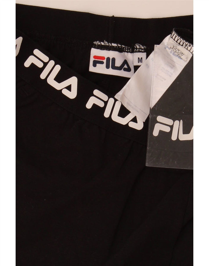 FILA Womens Graphic Sport Shorts UK 14 Medium Black Cotton Vintage Fila and Second-Hand Fila from Messina Hembry 