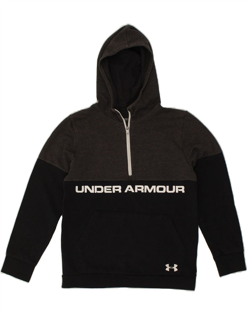 UNDER ARMOUR Boys Graphic Zip Neck Hoodie Jumper 14-15 Years Black | Vintage Under Armour | Thrift | Second-Hand Under Armour | Used Clothing | Messina Hembry 