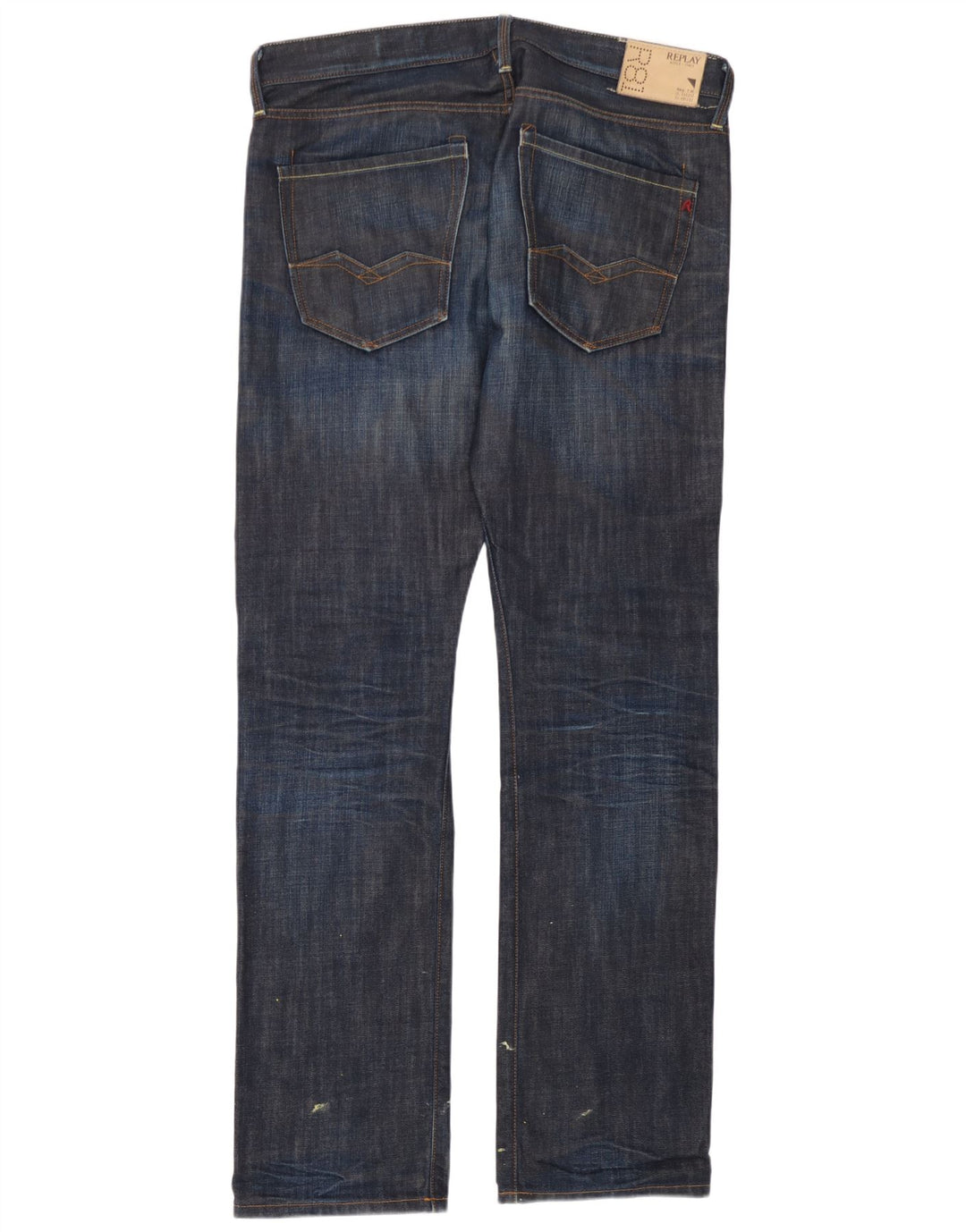 Replay Mens Waitom Straight Jeans W36 L36 Navy Blue Cotton
