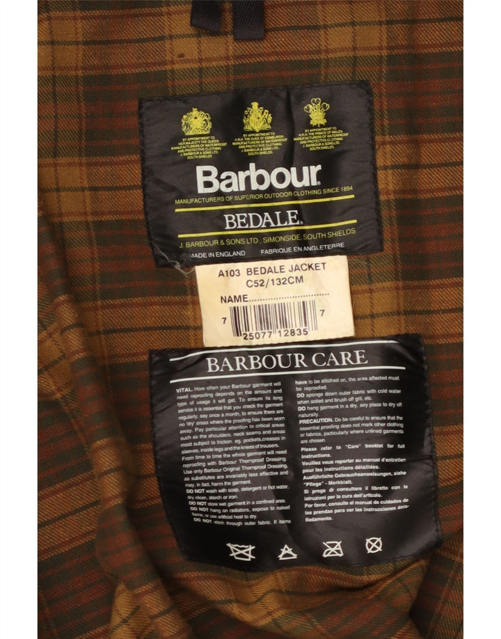 BARBOUR Mens Bedale Waxed Cotton Jacket Size 52 2XL Brown Cotton