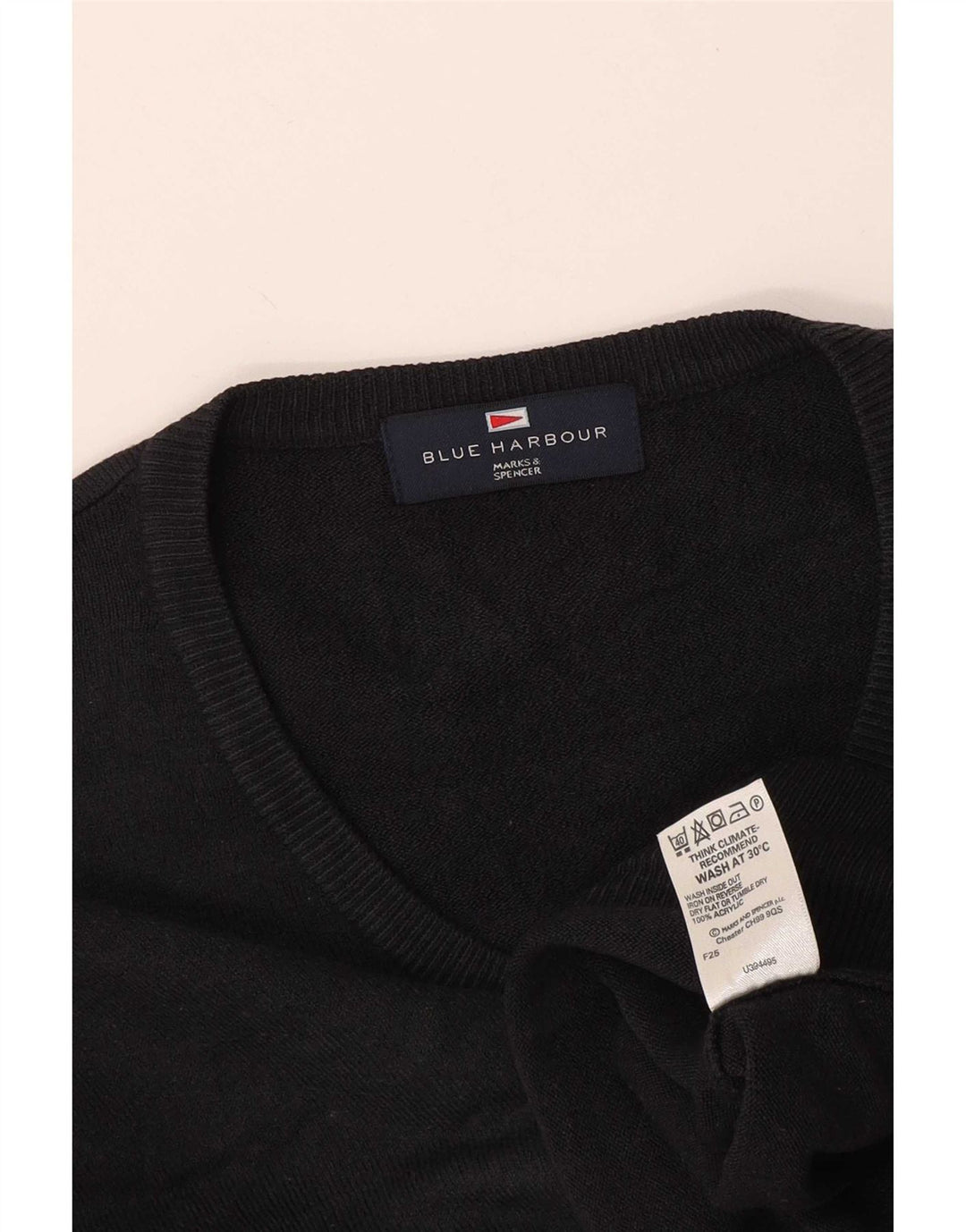 Marks & Spencer Mens Blue Harbour V-Neck Jumper Sweater Medium Navy Acrylic