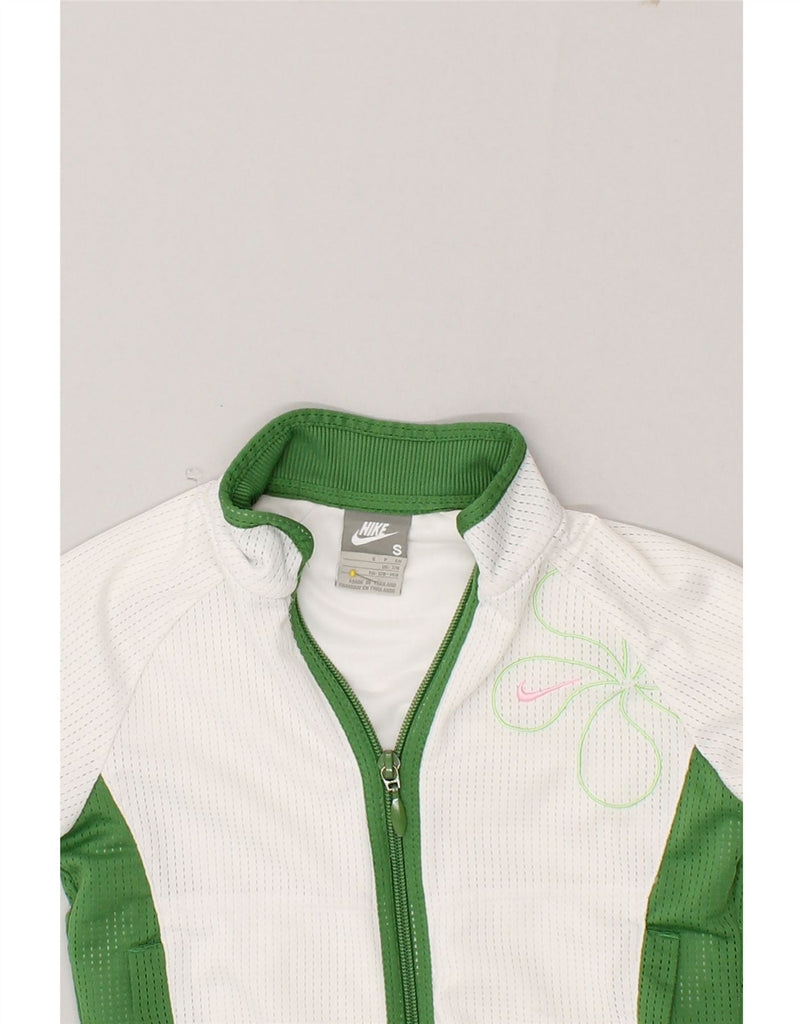 NIKE Girls Crop Tracksuit Top Jacket 7-8 Years Small White Colourblock Vintage Nike and Second-Hand Nike from Messina Hembry 