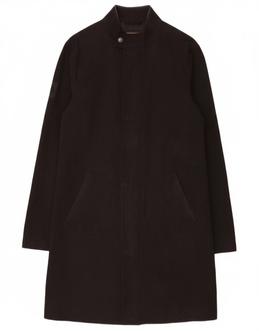 Pretty Green Mens Overcoat UK 36 Small Black Polyester