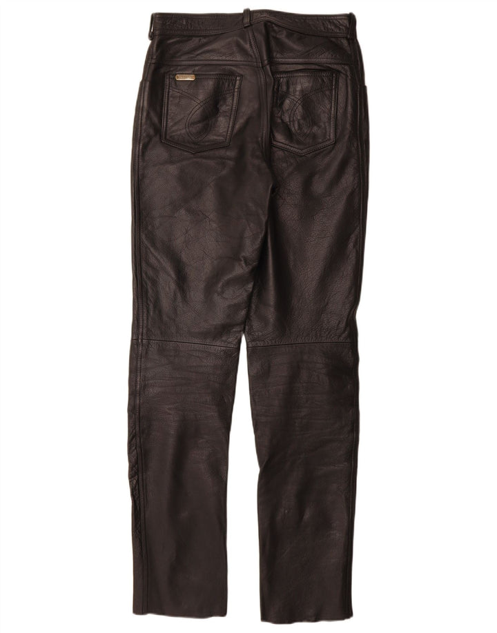 Linus Womens Slim Leather Trousers W29 L33 Black Leather