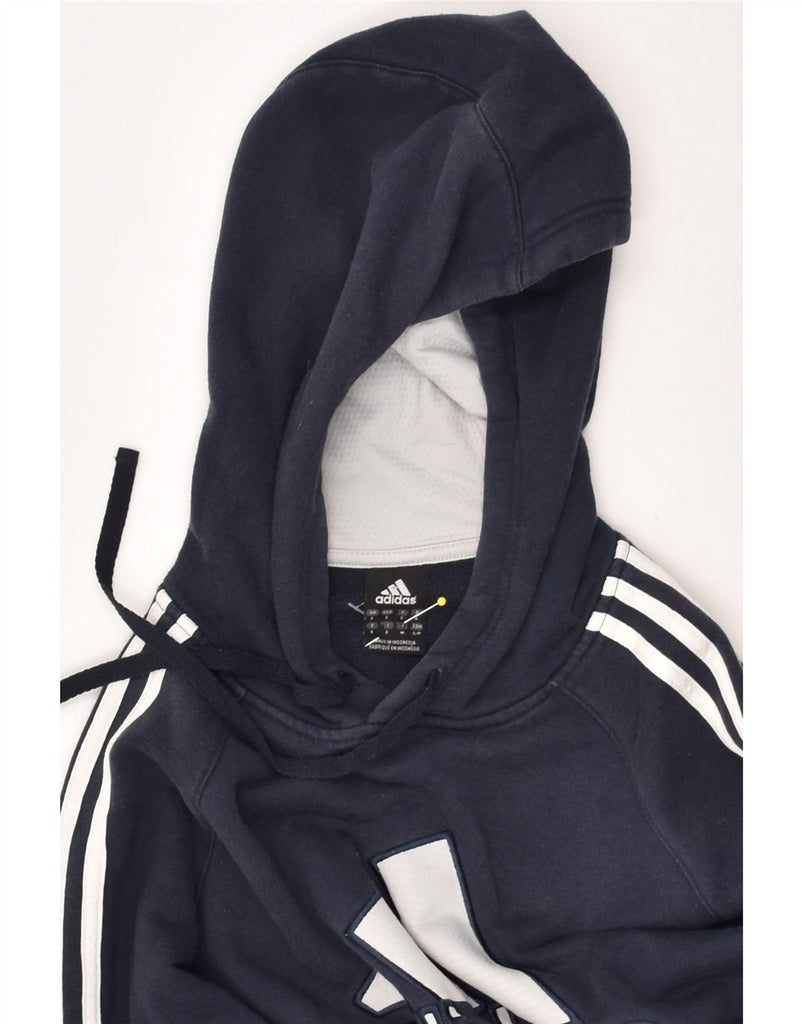 ADIDAS Mens Graphic Hoodie Jumper Small Navy Blue Cotton | Vintage Adidas | Thrift | Second-Hand Adidas | Used Clothing | Messina Hembry 