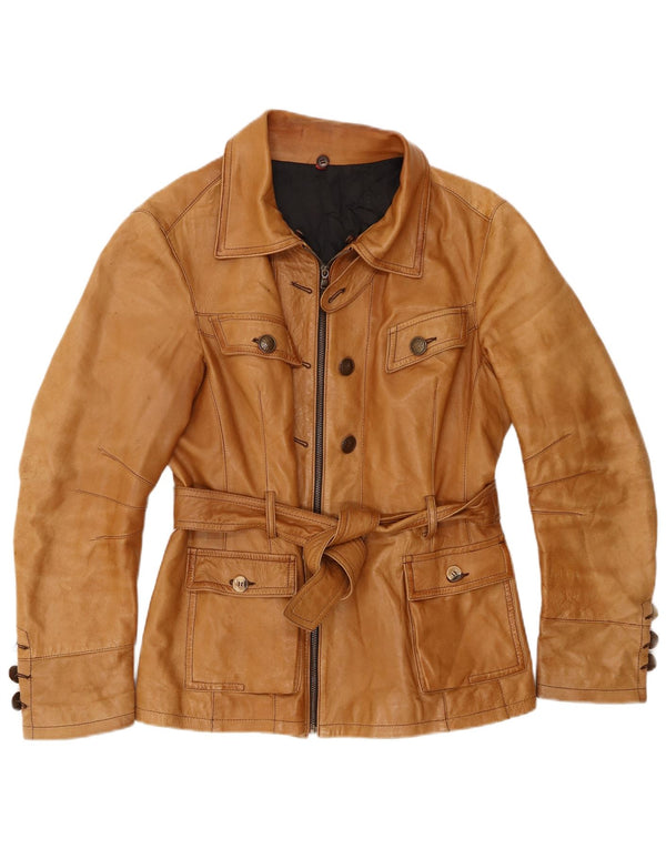 Vintage Womens Leather Jacket IT 50 XL Beige Leather