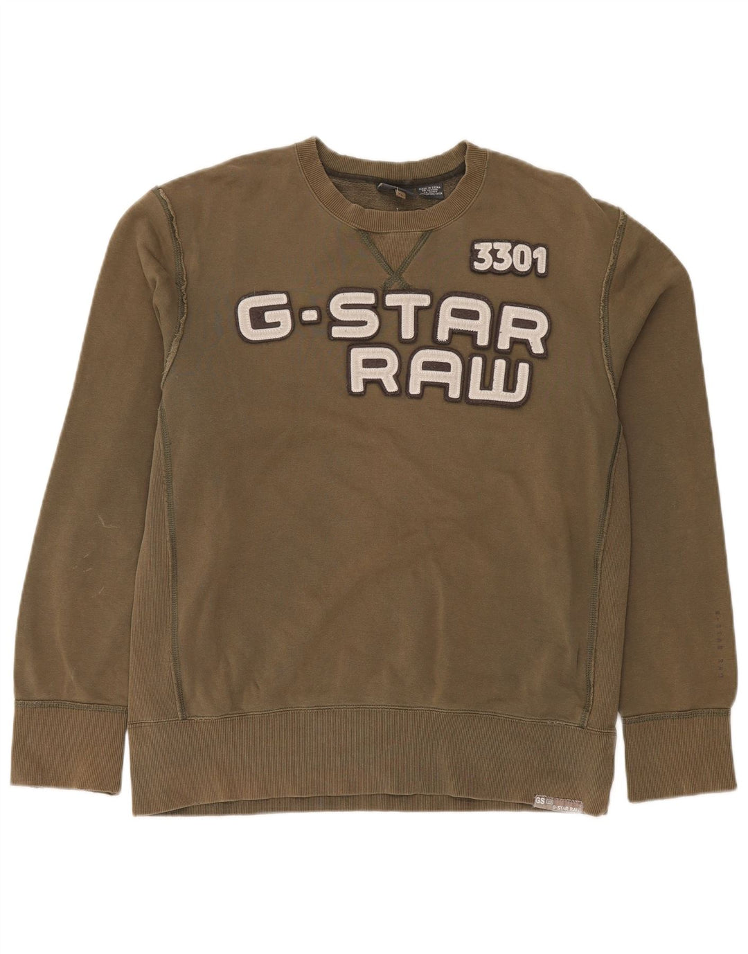 G-STAR Mens 3301 Graphic Sweatshirt Jumper XL Khaki Cotton