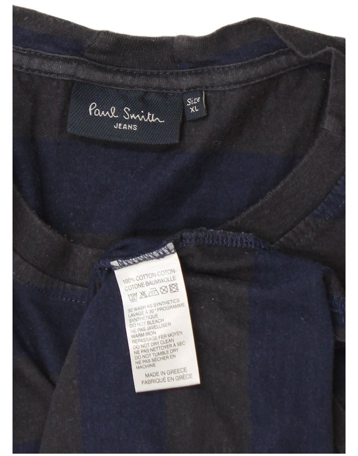Paul Smith Mens T-Shirt Top XL Blue Striped Cotton