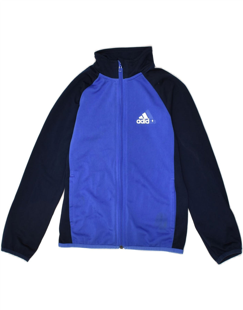 ADIDAS Boys Tracksuit Top Jacket 7-8 Years Blue Colourblock Polyester | Vintage Adidas | Thrift | Second-Hand Adidas | Used Clothing | Messina Hembry 