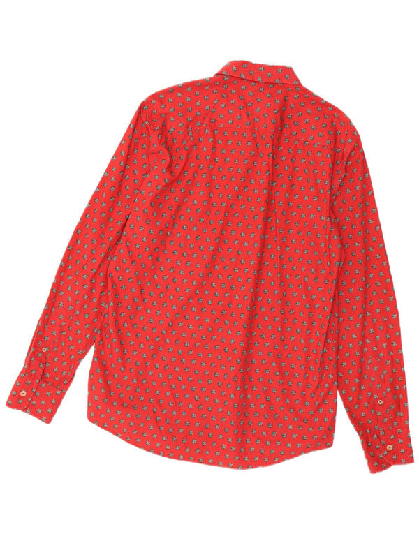 Benetton Mens Shirt Large Red Spotted Cotton