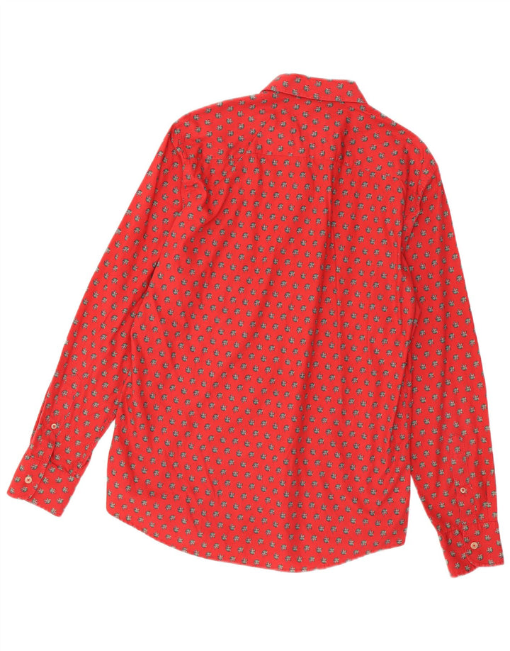 Benetton Mens Shirt Large Red Spotted Cotton