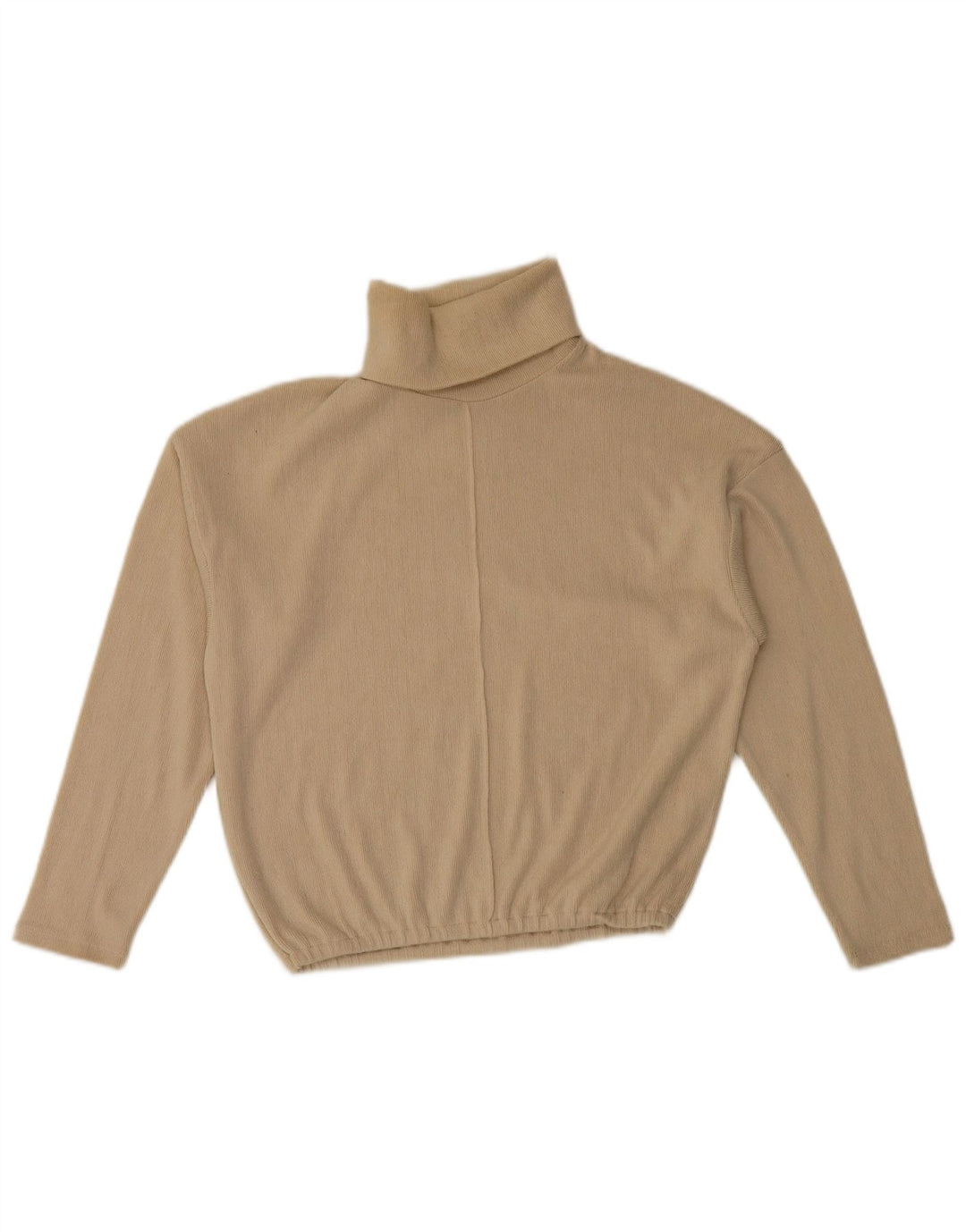 Zara Womens Oversized Roll Neck Jumper Sweater UK 10 Small Beige Polyester