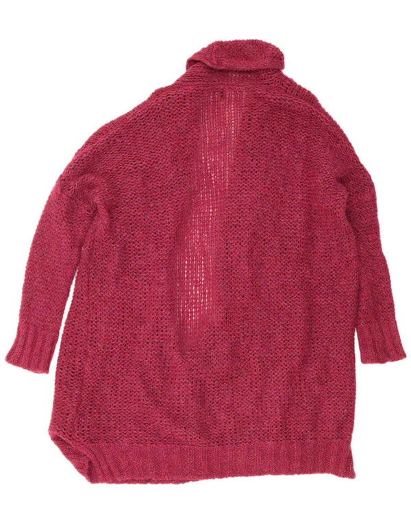 Benetton Womens Longline Open Cardigan Sweater UK 20 2XL Burgundy