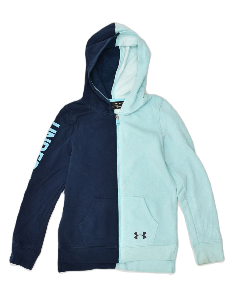 UNDER ARMOUR Girls Graphic Zip Hoodie Sweater 5-6 Years Medium Blue | Vintage Under Armour | Thrift | Second-Hand Under Armour | Used Clothing | Messina Hembry 