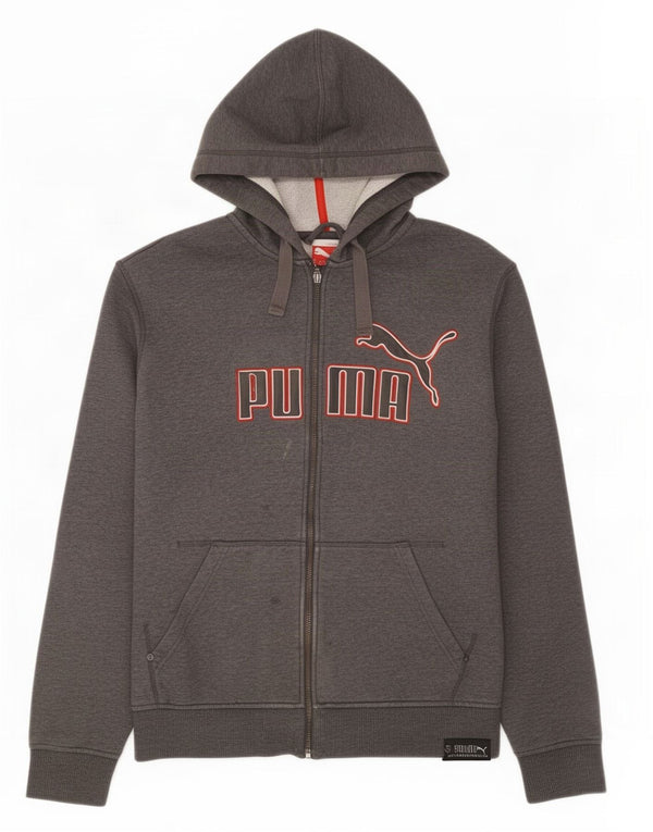 Puma Mens Graphic Zip Hoodie Sweater Medium Grey Cotton