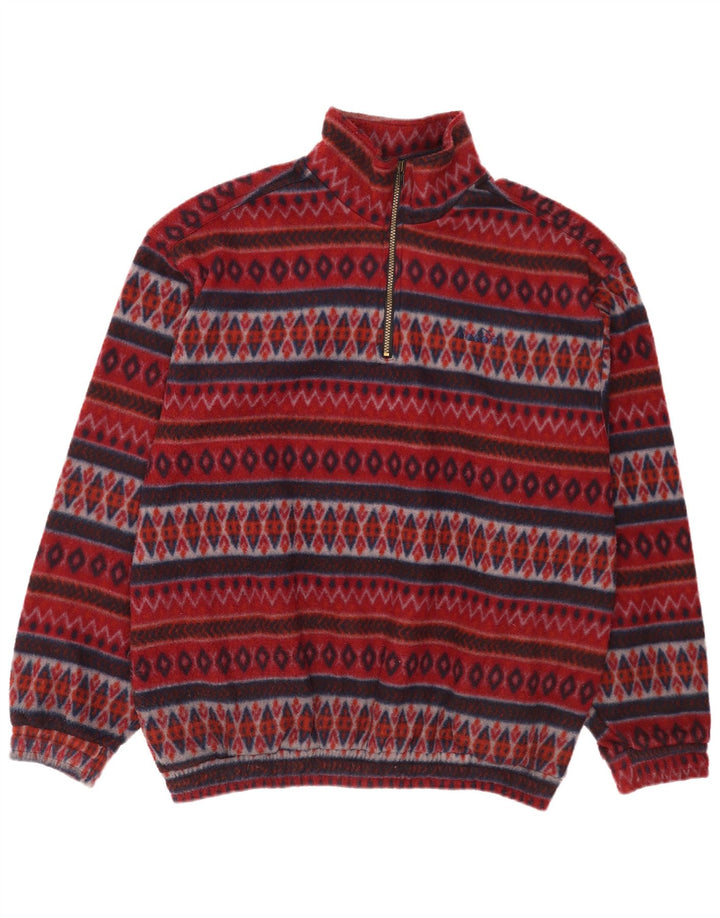 Diadora Mens Zip Neck Fleece Jumper 2XL Maroon Geometric Polyester