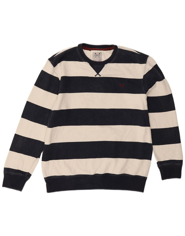 Crew Clothing Mens Sweatshirt Jumper 2XL Navy Blue Striped Cotton