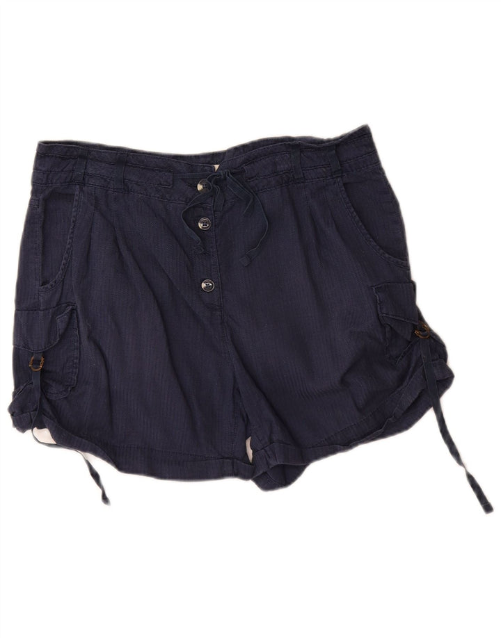 Marks & Spencer Womens Cargo Shorts UK 10 Small W32  Navy Blue Cotton