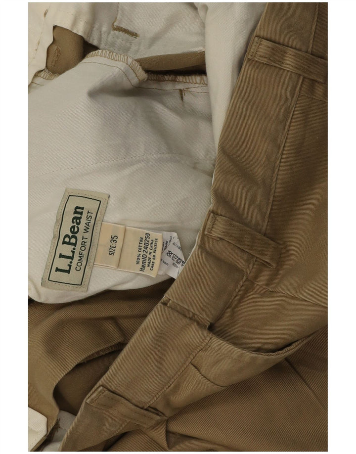 L.L.Bean Mens Pegged Chino Shorts W35 Large Khaki Cotton