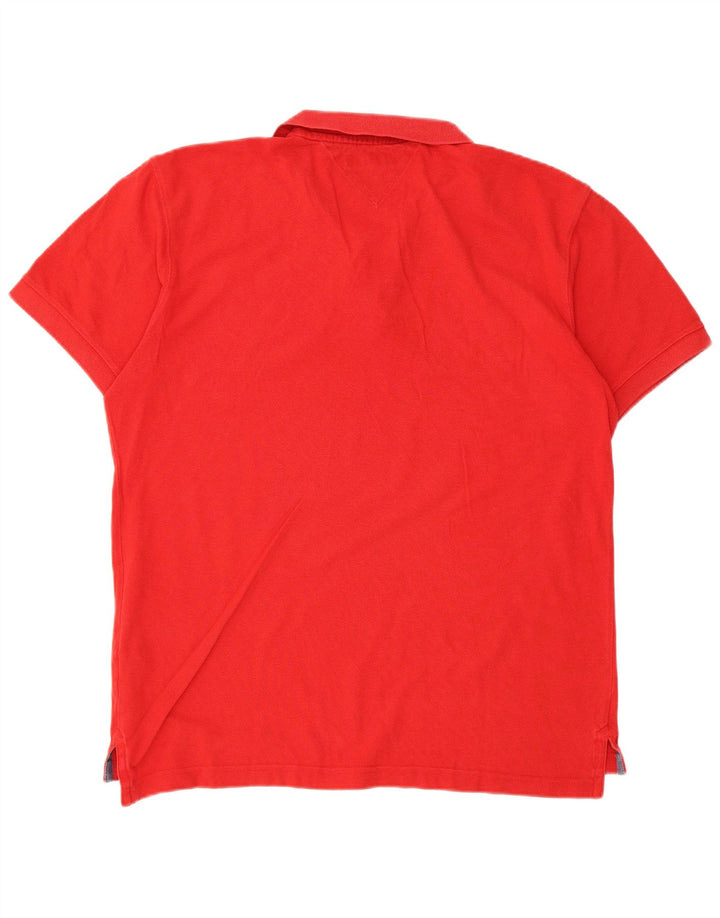 Tommy Hilfiger Mens Graphic Polo Shirt Large Red Cotton