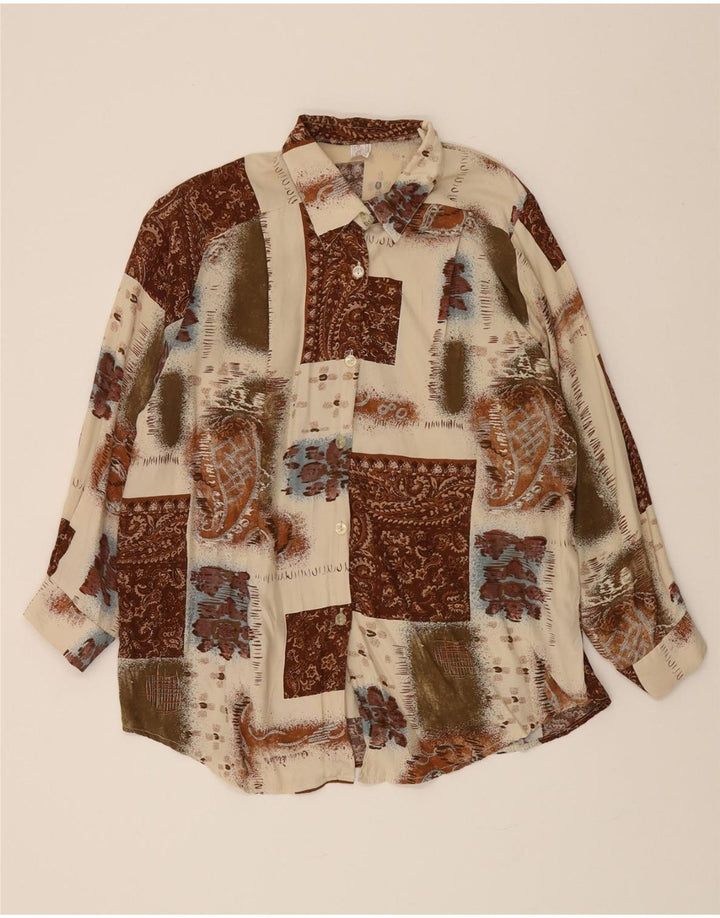 VINTAGE Womens Shirt UK 16 Large Brown Patchwork Vintage Vintage and Second-Hand Vintage from Messina Hembry 
