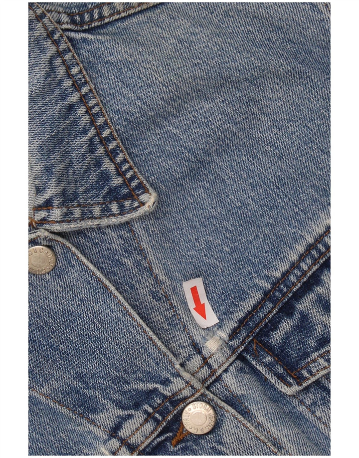 VINTAGE Womens Crop Denim Jacket UK 14 Medium Blue