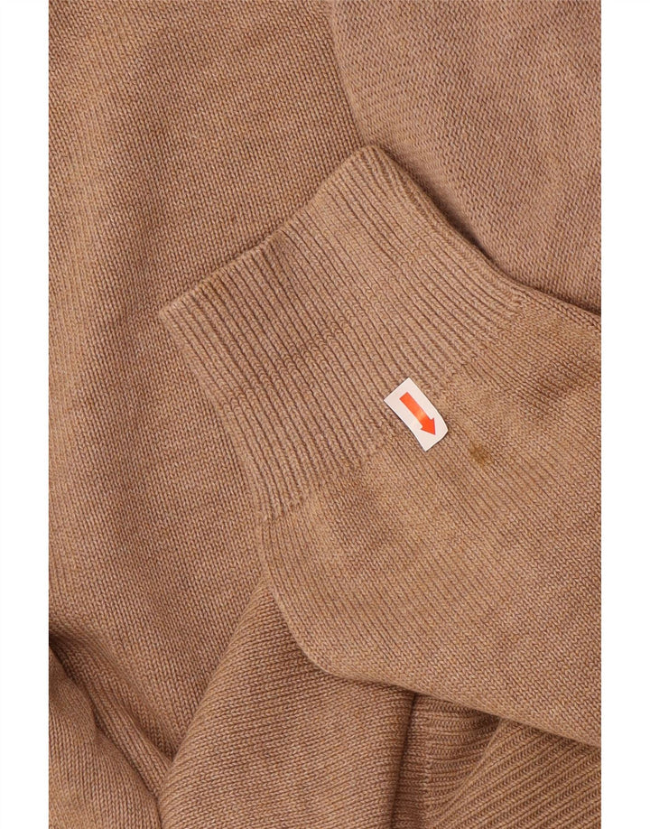 Gant Mens V-Neck Jumper Sweater Large Brown Cotton