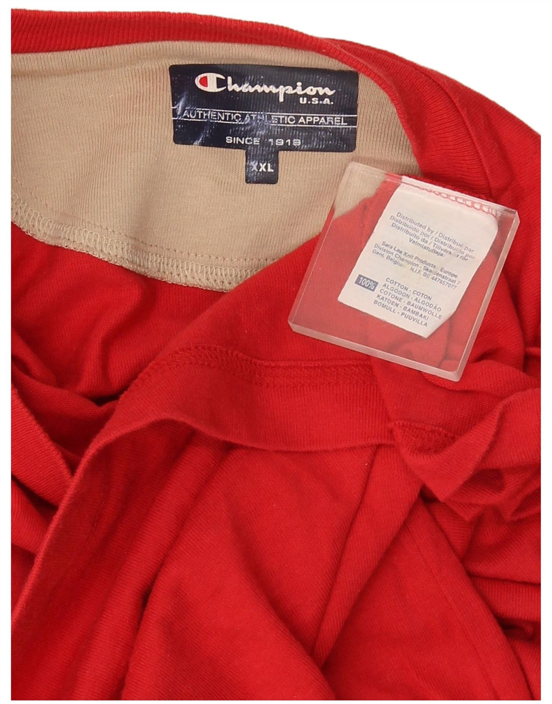 Champion Mens Top Long Sleeve 2XL Red Cotton