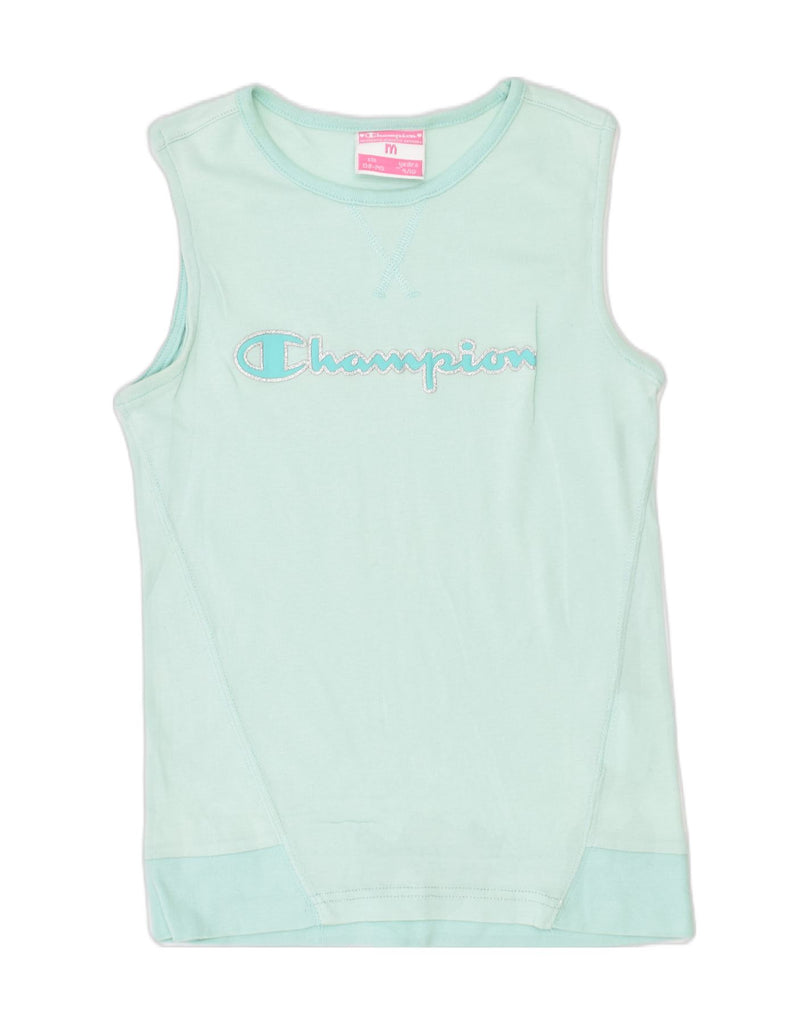 CHAMPION Girls Graphic Vest Top 9-10 Years Medium Green Cotton | Vintage | Thrift | Second-Hand | Used Clothing | Messina Hembry 