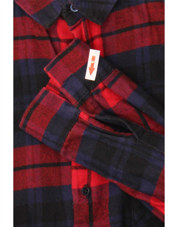Zara Womens Flannel Shirt UK 14 Medium Red Check