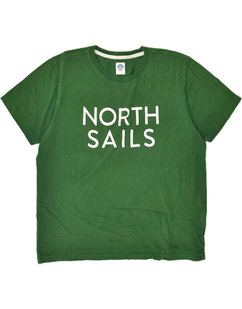 NORTH SAILS Womens Graphic T-Shirt Top UK 16 Large Green Cotton | Vintage North Sails | Thrift | Second-Hand North Sails | Used Clothing | Messina Hembry 