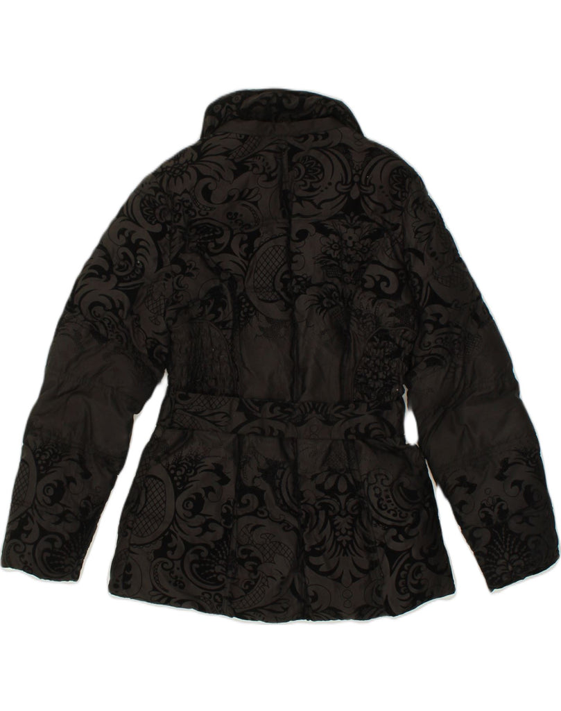 DESIGUAL Womens Padded Jacket IT 42 Medium Black Floral Polyester | Vintage Desigual | Thrift | Second-Hand Desigual | Used Clothing | Messina Hembry 