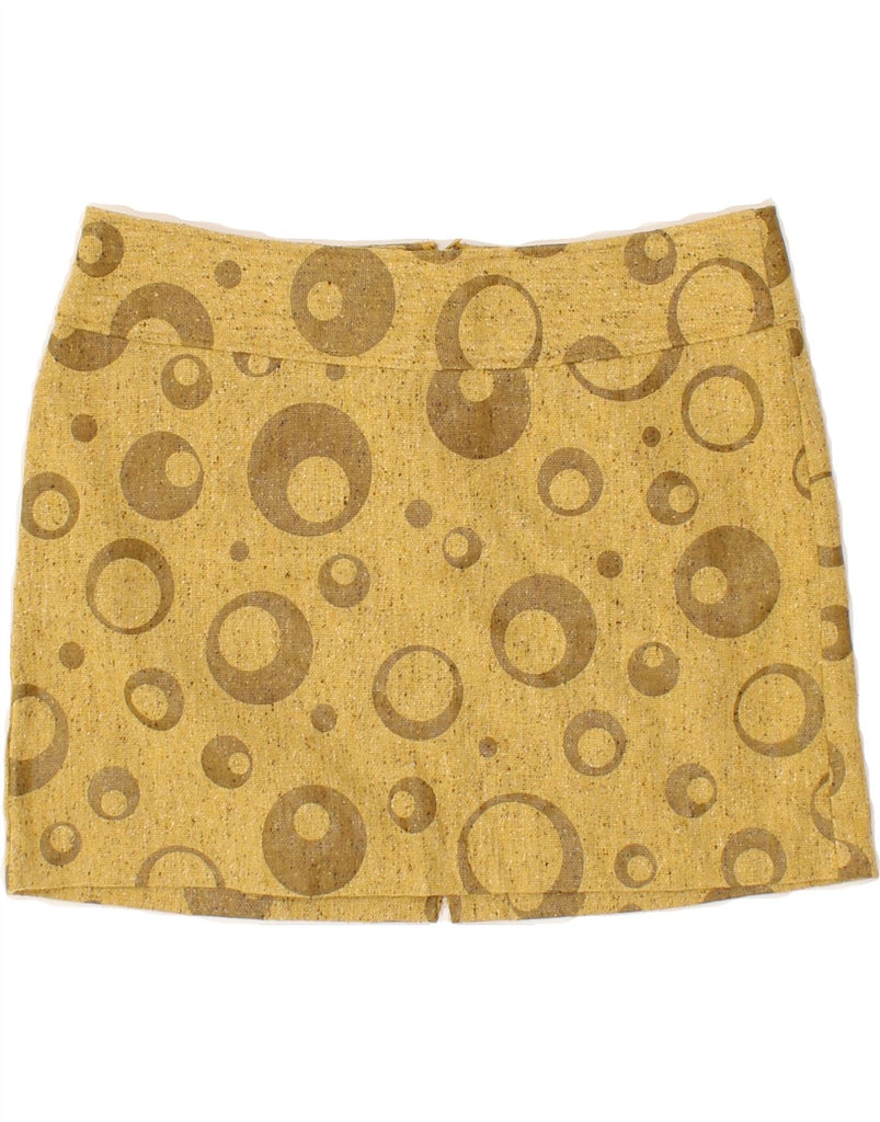 SISLEY Womens Abstract Pattern Mini Skirt EU 40 Medium W29 Yellow Spotted Vintage Sisley and Second-Hand Sisley from Messina Hembry 