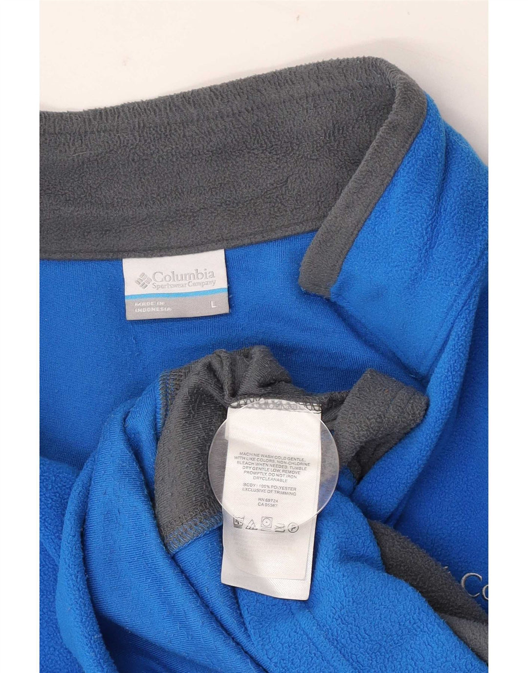 Columbia Mens Zip Neck Fleece Jumper Large Blue Colourblock Polyester