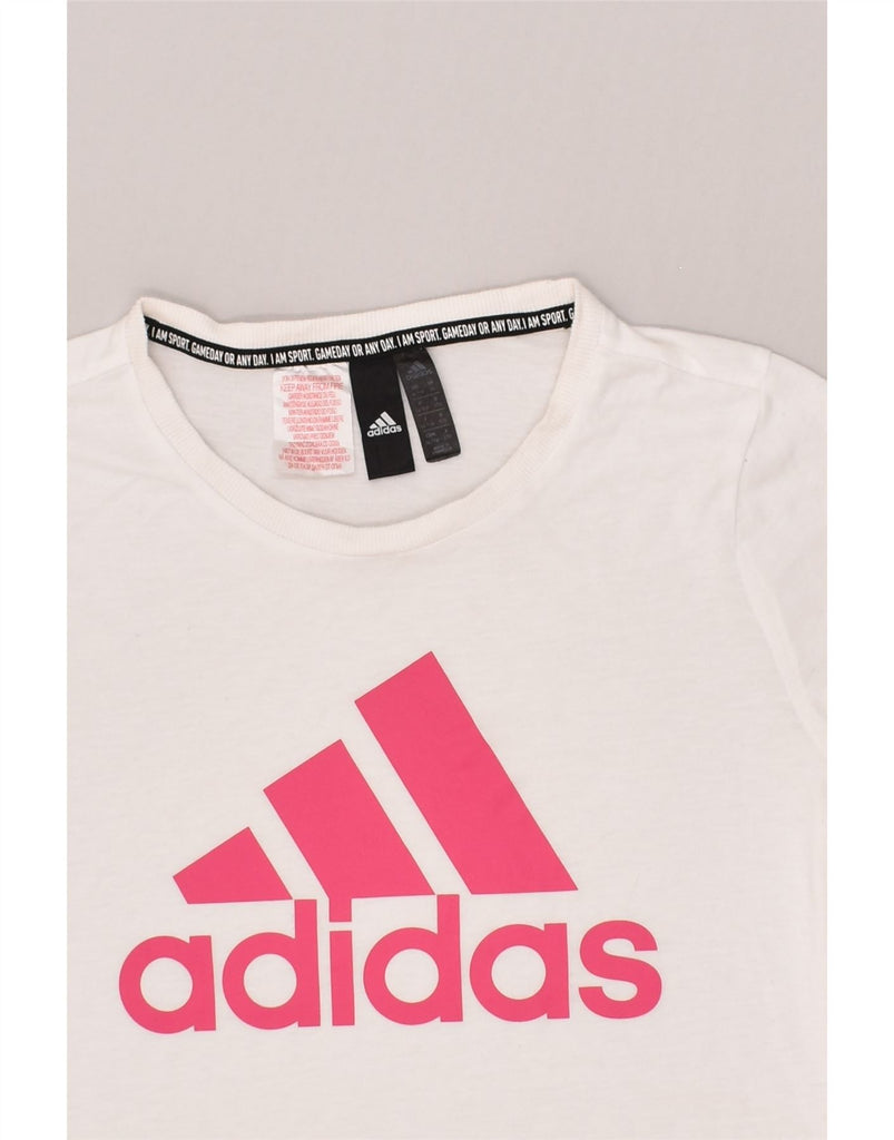 ADIDAS Girls Graphic T-Shirt Top 14-15 Years White | Vintage Adidas | Thrift | Second-Hand Adidas | Used Clothing | Messina Hembry 