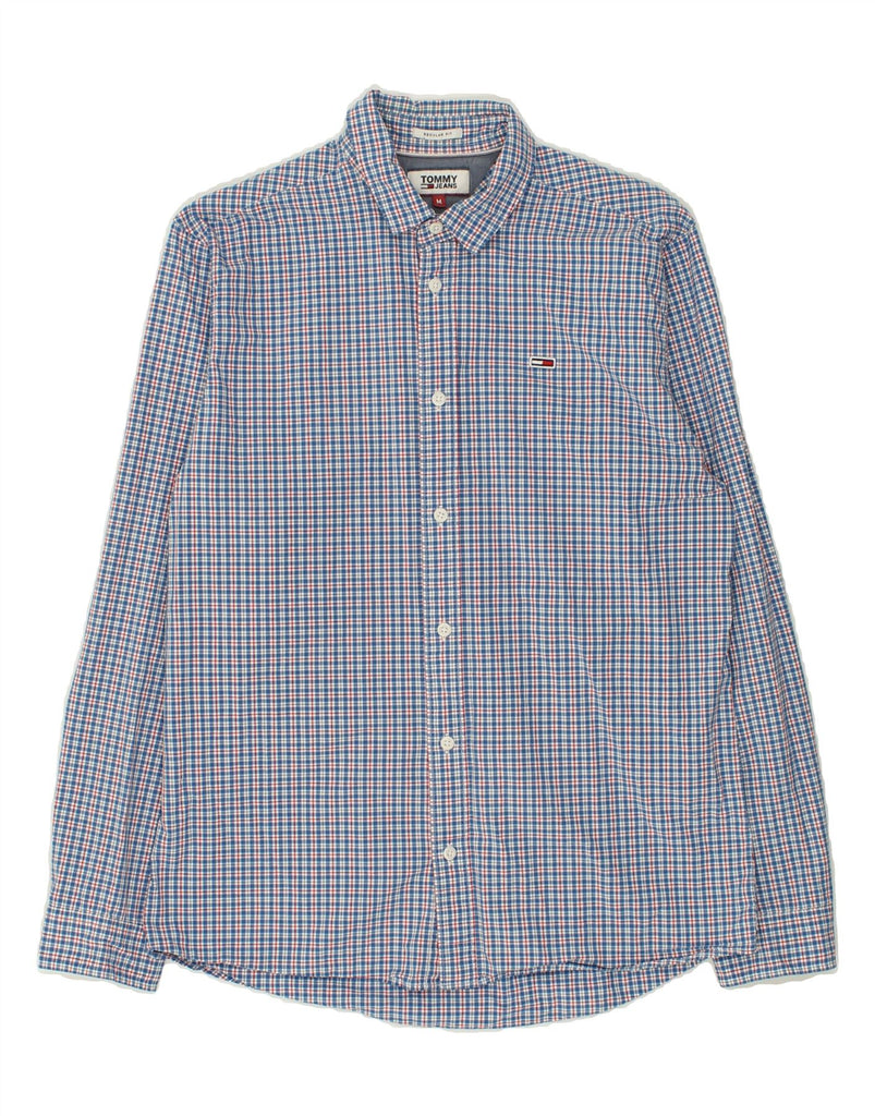 TOMMY HILFIGER Mens Regular Fit Shirt Medium Blue Check Cotton | Vintage Tommy Hilfiger | Thrift | Second-Hand Tommy Hilfiger | Used Clothing | Messina Hembry 