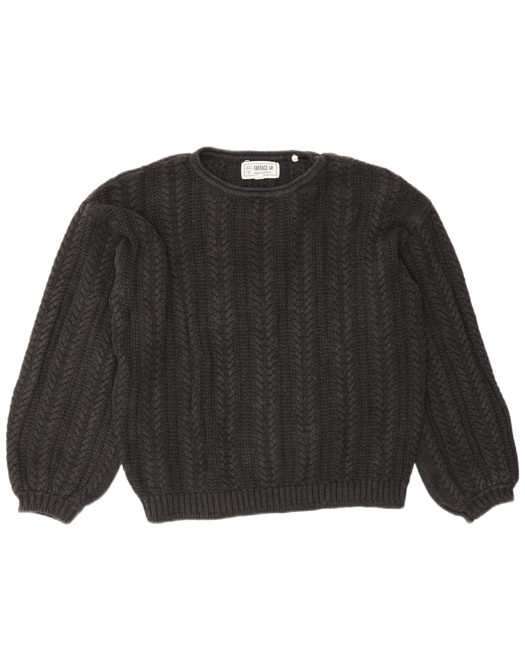 Fat Face Womens Crop Oversized Crew Neck Jumper Sweater UK 10 Small Grey