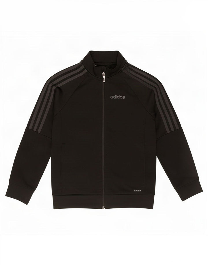Adidas Boys Climalite Tracksuit Top Jacket 6-7 Years Black Polyester