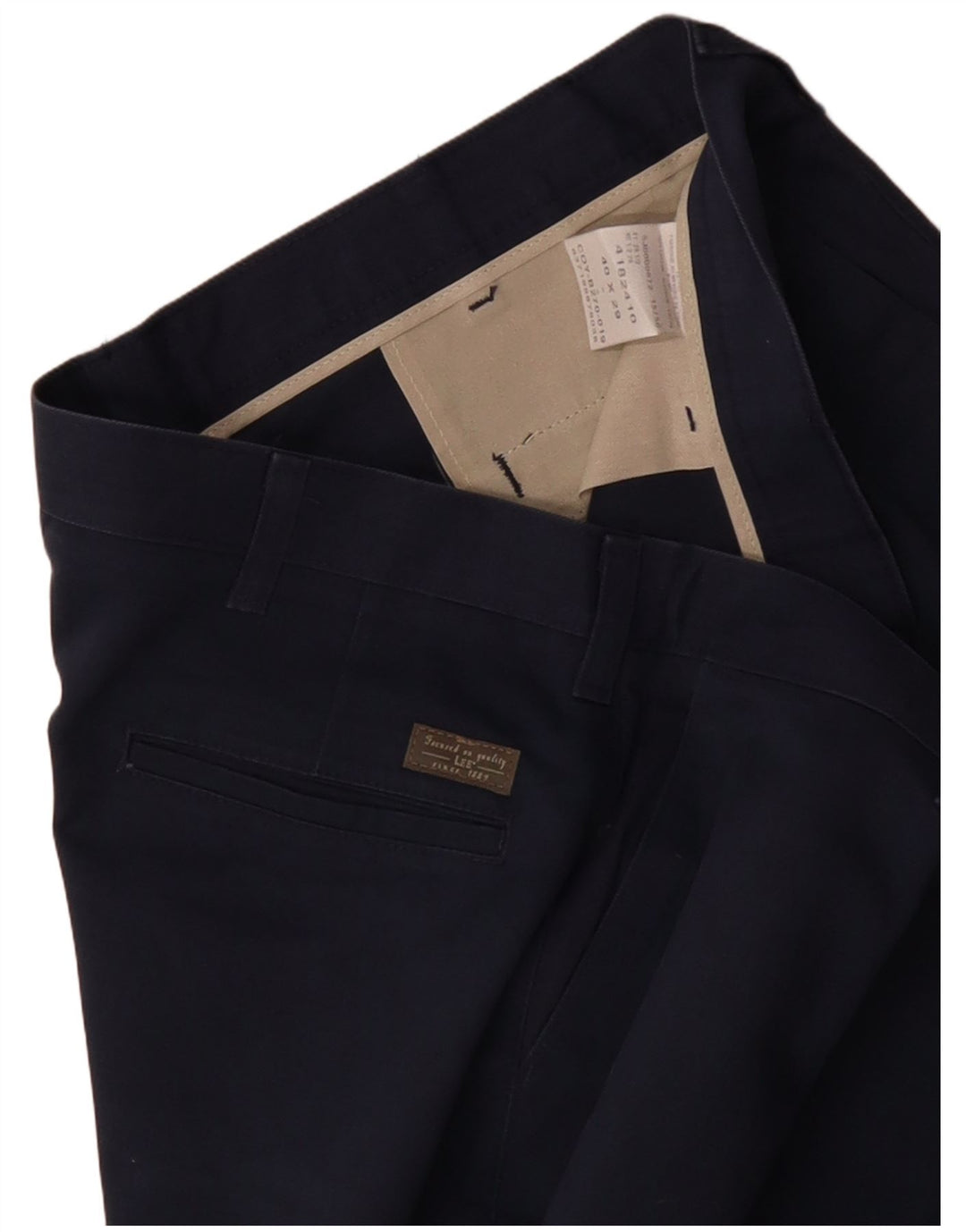 LEE Mens Straight Chino Trousers W40 L29 Navy Blue Cotton