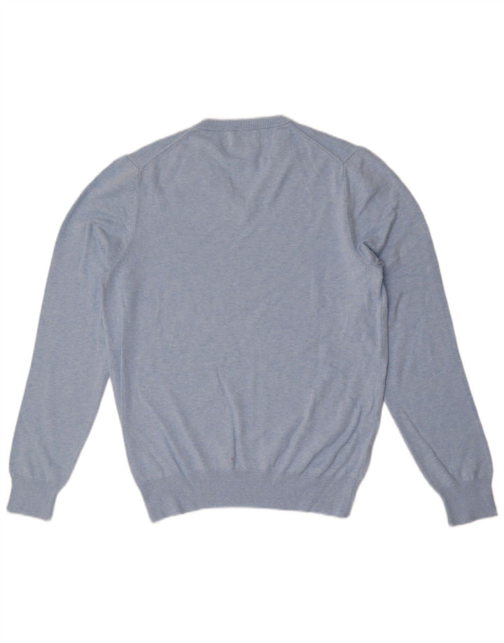 Marks & Spencer Mens V-Neck Jumper Sweater Medium Blue Cotton