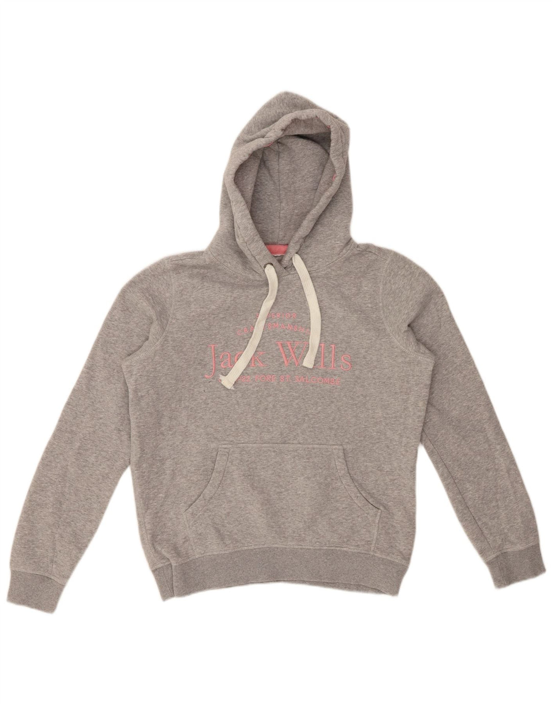 JACK WILLS Womens Graphic Oversized Hoodie Jumper UK 10 Small Grey Cotton