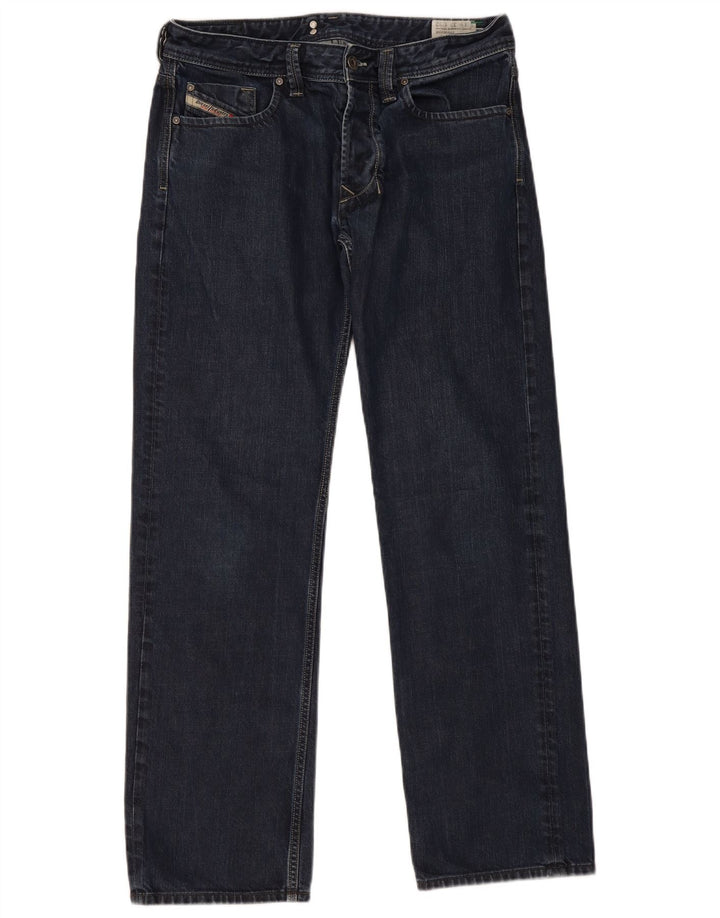 Diesel Mens Larkee Regular Straight Jeans W33 L32 Navy Blue Cotton