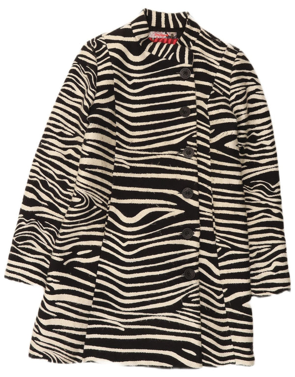 Desigual Womens Overcoat EU 42 Large Black Animal Print