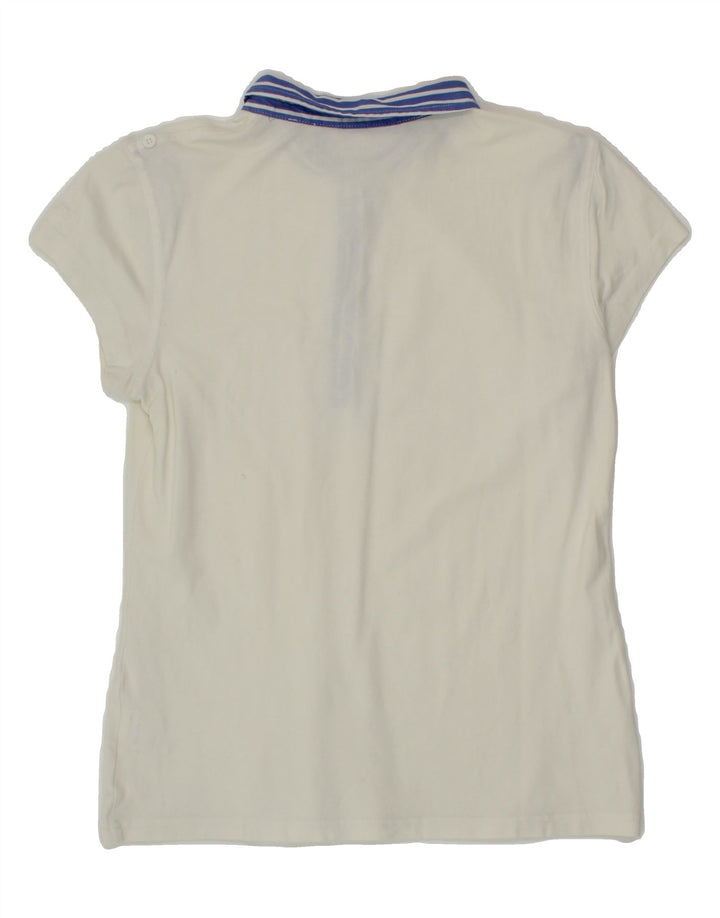 ELLESSE Womens Polo Shirt UK 14 Large White Cotton Vintage Ellesse and Second-Hand Ellesse from Messina Hembry 