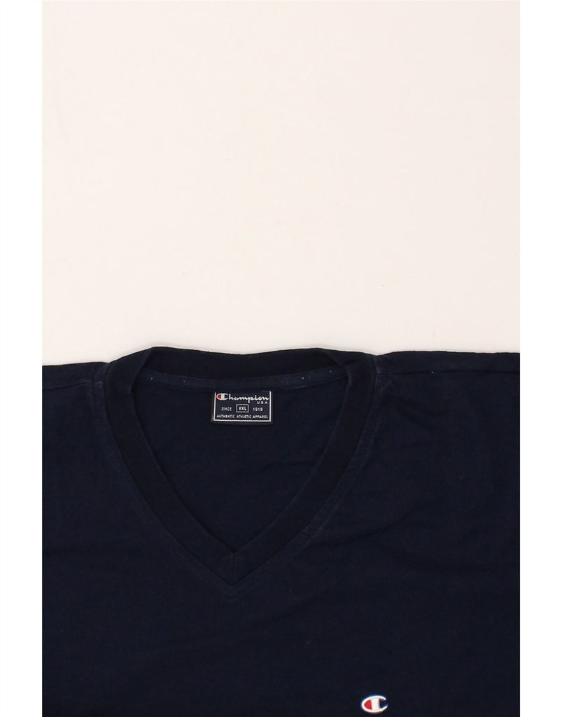 CHAMPION Mens T-Shirt Top 2XL Navy Blue Cotton | Vintage Champion | Thrift | Second-Hand Champion | Used Clothing | Messina Hembry 