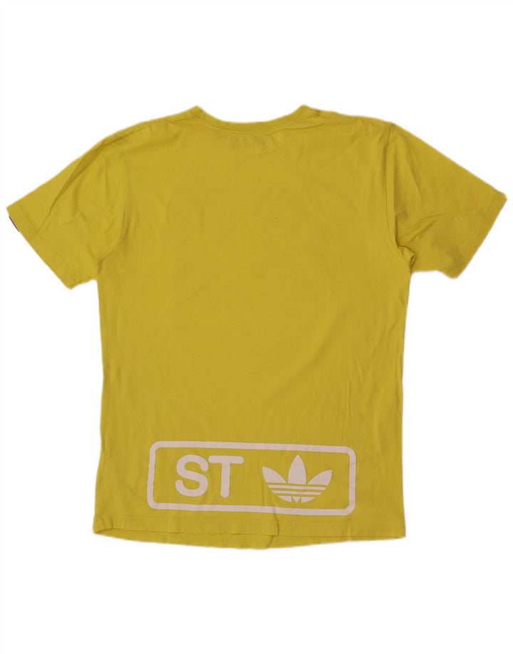 Adidas Mens Graphic T-Shirt Top Medium Yellow Cotton